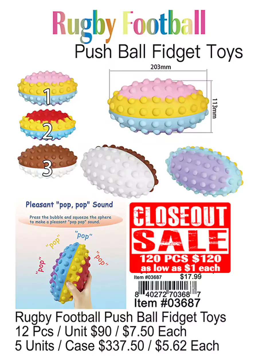 Rugby Football Push Ball Fidget Toys (CL)